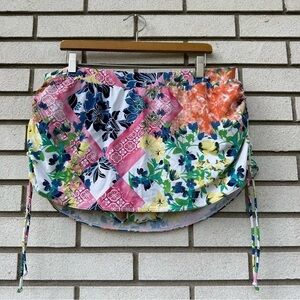 Cacique Swim Floral Patchwork High Waisted Adjustable Swimsuit Skirt Shaping